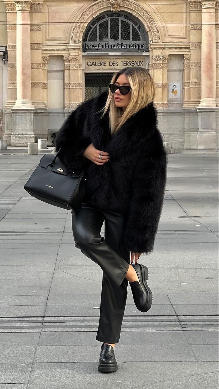 Black Faux Fur Coat