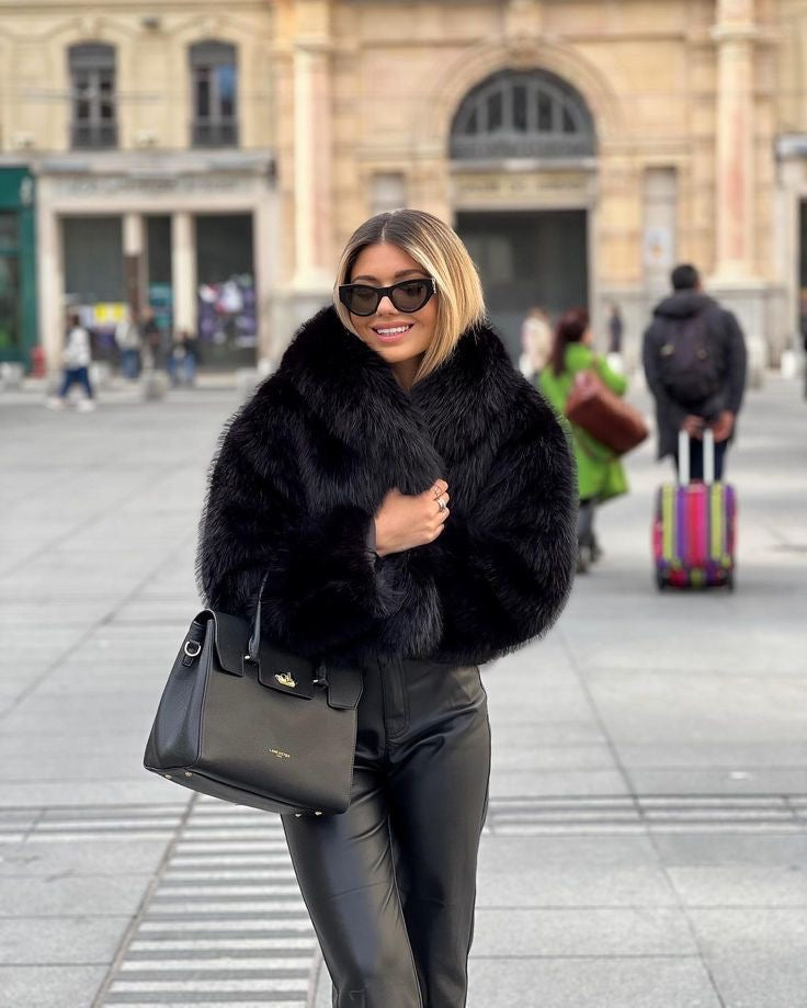 Black Faux Fur Coat