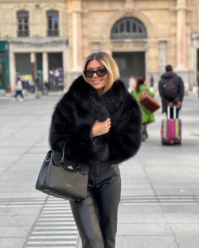 Black Faux Fur Coat