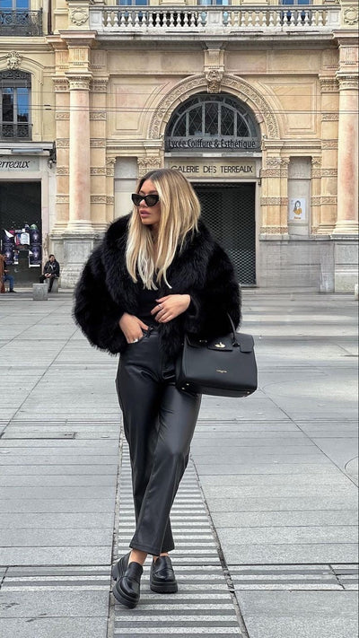 Black Faux Fur Coat