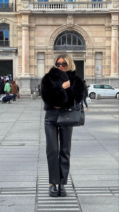 Black Faux Fur Coat