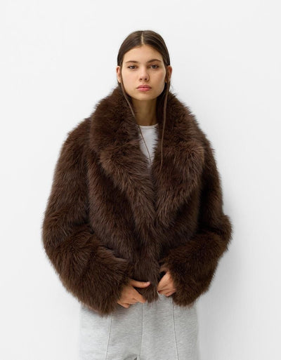 Faux Fur Coat – Brown