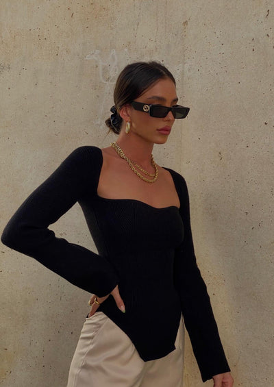 Kylie Black Knit Top